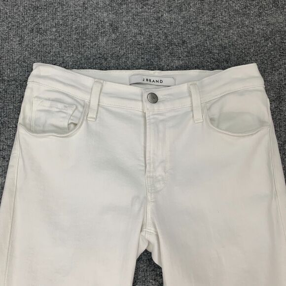 J Brand Jeans Womens 27 White Denim Cropped Raw Hem Distressed Stretch Pant - Picture 3 of 14